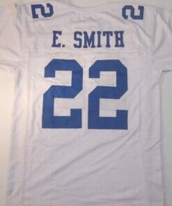UNSIGNED CUSTOM Sewn Stitched Emmitt Smith White Jersey