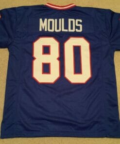 UNSIGNED CUSTOM Sewn Stitched Eric Moulds Blue Jersey