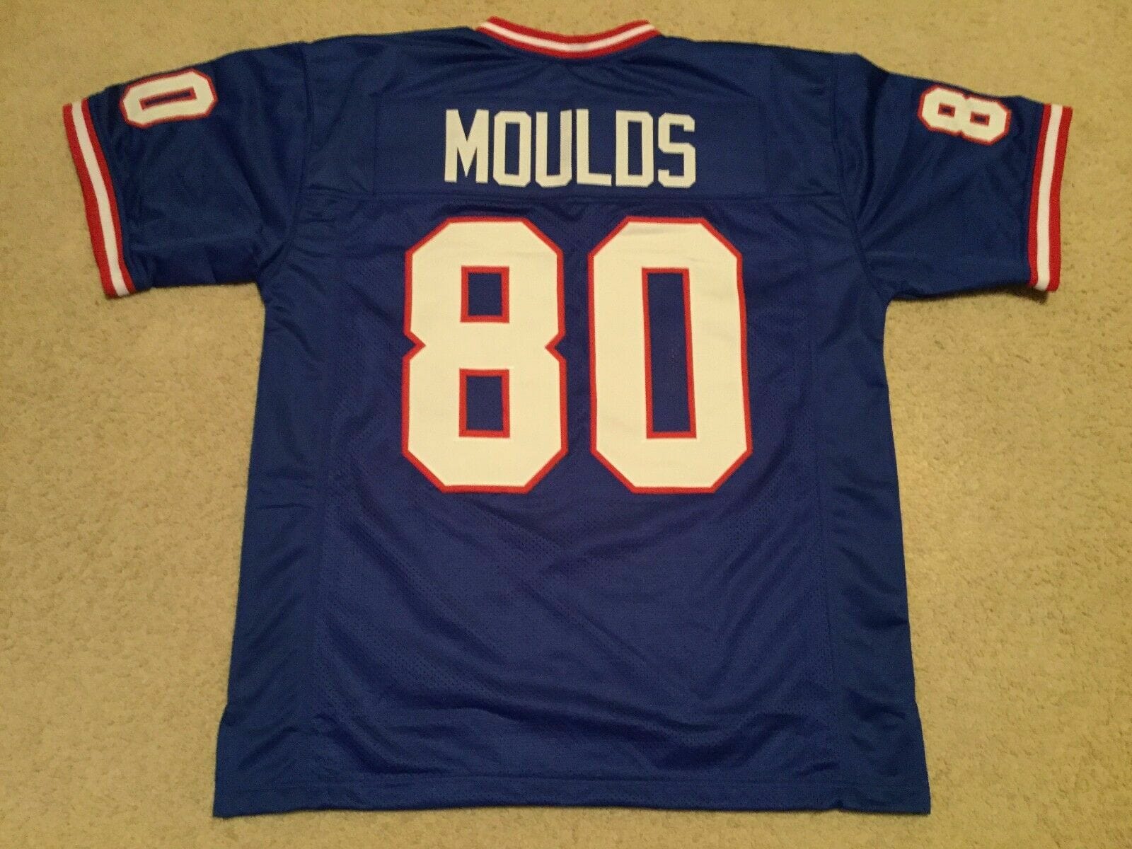 UNSIGNED CUSTOM Sewn Stitched Eric Moulds Blue Jersey 1 UNSIGNED CUSTOM Sewn Stitched Eric Moulds Blue Jersey