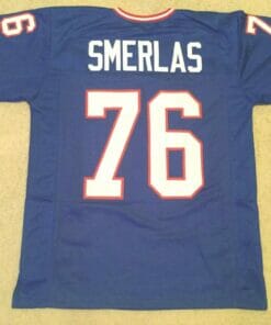 UNSIGNED CUSTOM Sewn Stitched Fred Smerlas Blue Jersey