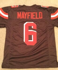 UNSIGNED CUSTOM Sewn Stitched Baker Mayfield Brown Jersey