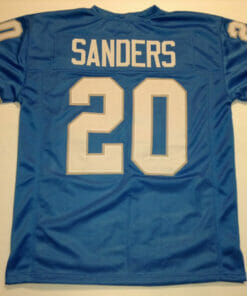 UNSIGNED CUSTOM Sewn Stitched Barry Sanders Blue Jersey