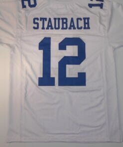 UNSIGNED CUSTOM Sewn Stitched Roger Staubach White Jersey