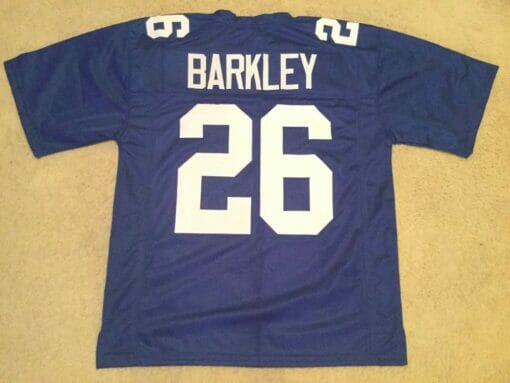 UNSIGNED CUSTOM Sewn Stitched Saquon Barkley Blue Jersey