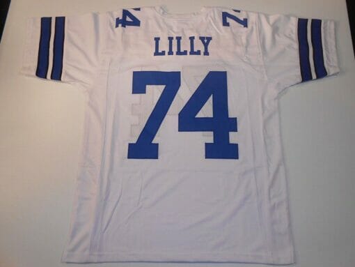 UNSIGNED CUSTOM Sewn Stitched Bob Lilly White Jersey