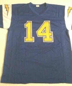 UNSIGNED CUSTOM Sewn Stitched Dan Fouts Blue Jersey