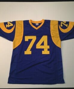 UNSIGNED CUSTOM Sewn Stitched Merlin Olsen Blue Jersey