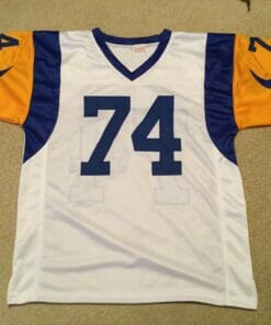 UNSIGNED CUSTOM Sewn Stitched Merlin Olsen White Jersey
