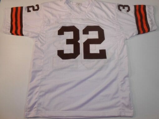UNSIGNED CUSTOM Sewn Stitched Jim Brown White Jersey