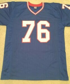 UNSIGNED CUSTOM Sewn Stitched Fred Smerlas Blue Jersey