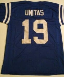 UNSIGNED CUSTOM Sewn Stitched Johnny Unitas Blue Jersey
