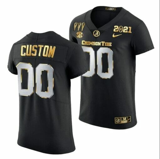 Alabama Crimson Tide Custom Jersey 3X CFP National Championship Black Golden Limited