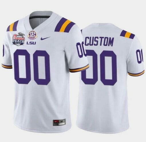 LSU Personalized Jersey White 2019-20 Home Peach Bowl Champions Jersey College Football