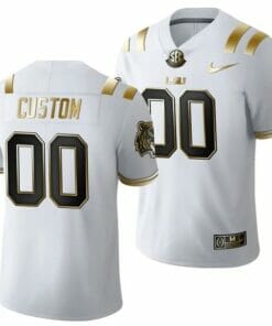 LSU Custom Jersey White Golden Edition Jersey 2021-22 Limited Football