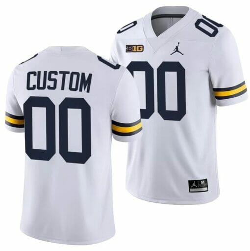 Custom Michigan Wolverines Football Jersey White 2021-22 College Game Jersey