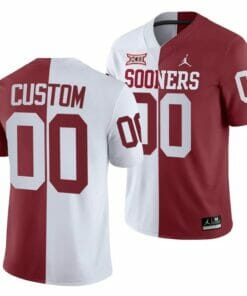 Custom Oklahoma Sooners Jersey White Crimson Split Jersey