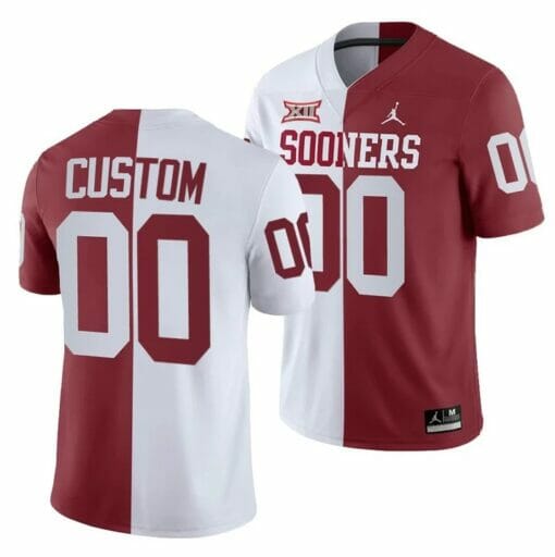 Custom Oklahoma Sooners Jersey White Crimson Split Jersey