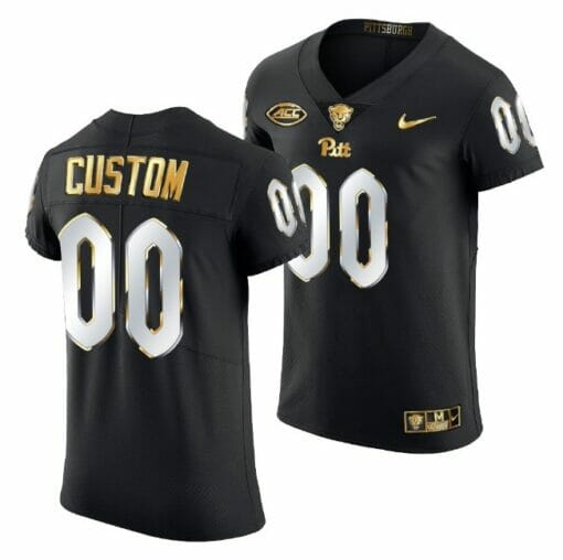 Custom Pittsburgh Panthers Football Jersey Black Golden Edition Jersey 2021-22 Limited