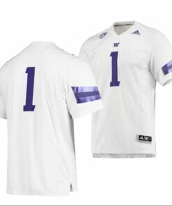 Custom Washington Huskies Football Jersey 1 White College Premier Jersey