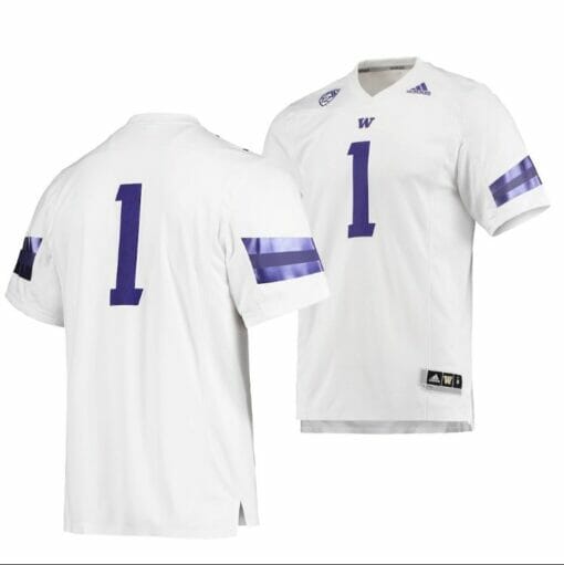 Custom Washington Huskies Football Jersey 1 White College Premier Jersey