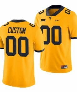 Personalized WVU football jersey Gold Throwback Alternate Game Jersey