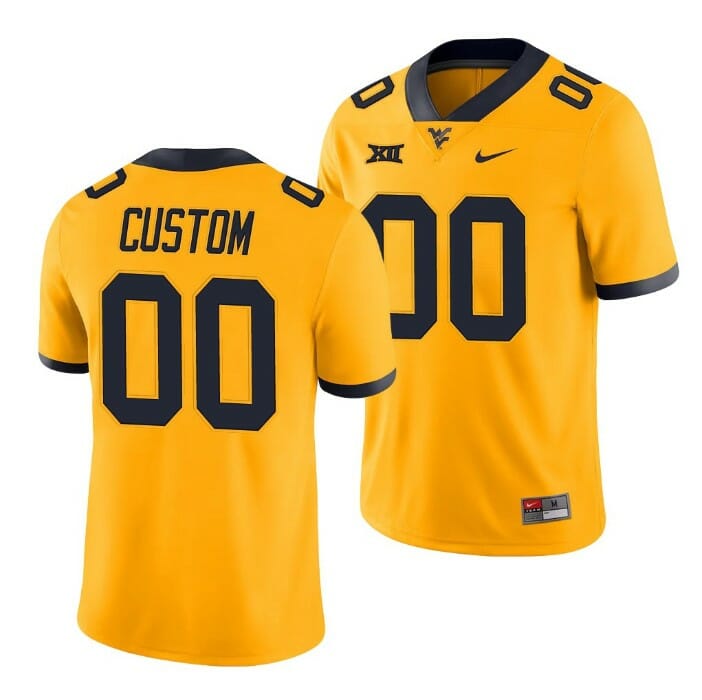 Personalized WVU football jersey Gold Throwback Alternate Game Jersey 1 Personalized WVU football jersey Gold Throwback Alternate Game Jersey