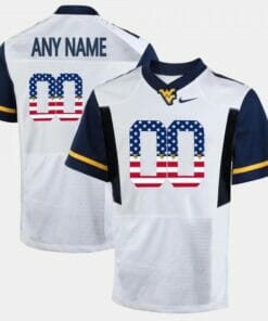 Custom West Virginia Football Jersey White US Flag Fashion WVU Jersey