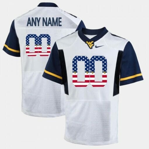 Custom West Virginia Football Jersey White US Flag Fashion WVU Jersey