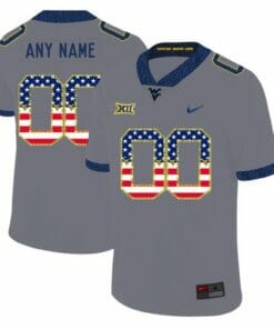 Personalized WVU Football Jersey Gray USA Flag College Jersey