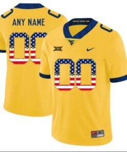 Personalized West Virginia Football Jersey Yellow USA Flag College Jersey