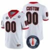Personalized Georgia Bulldog Jersey Players Jersey Honoring Vince Dooley Patch Custom White