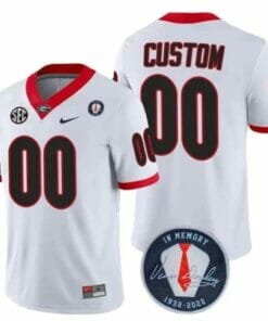 Personalized Georgia Bulldog Jersey Players Jersey Honoring Vince Dooley Patch Custom White