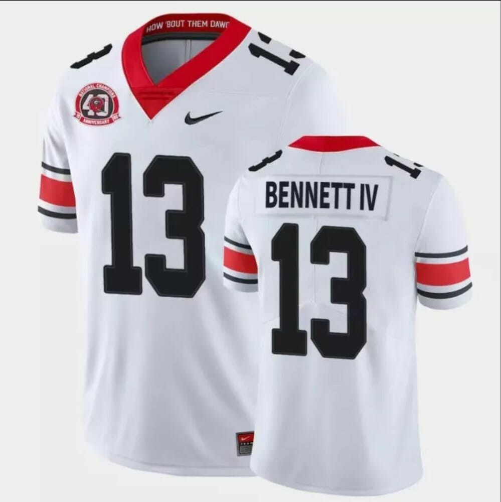 Stetson Bennett IV Jersey UGA #13 Game College Football White 40th Anniversary 1 Stetson Bennett IV Jersey UGA #13 Game College Football White 40th Anniversary