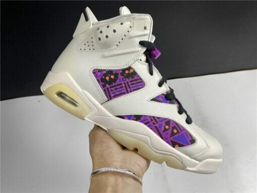 Air Jordan 6 Quai 54 Beige Purple Plaid - Image 2