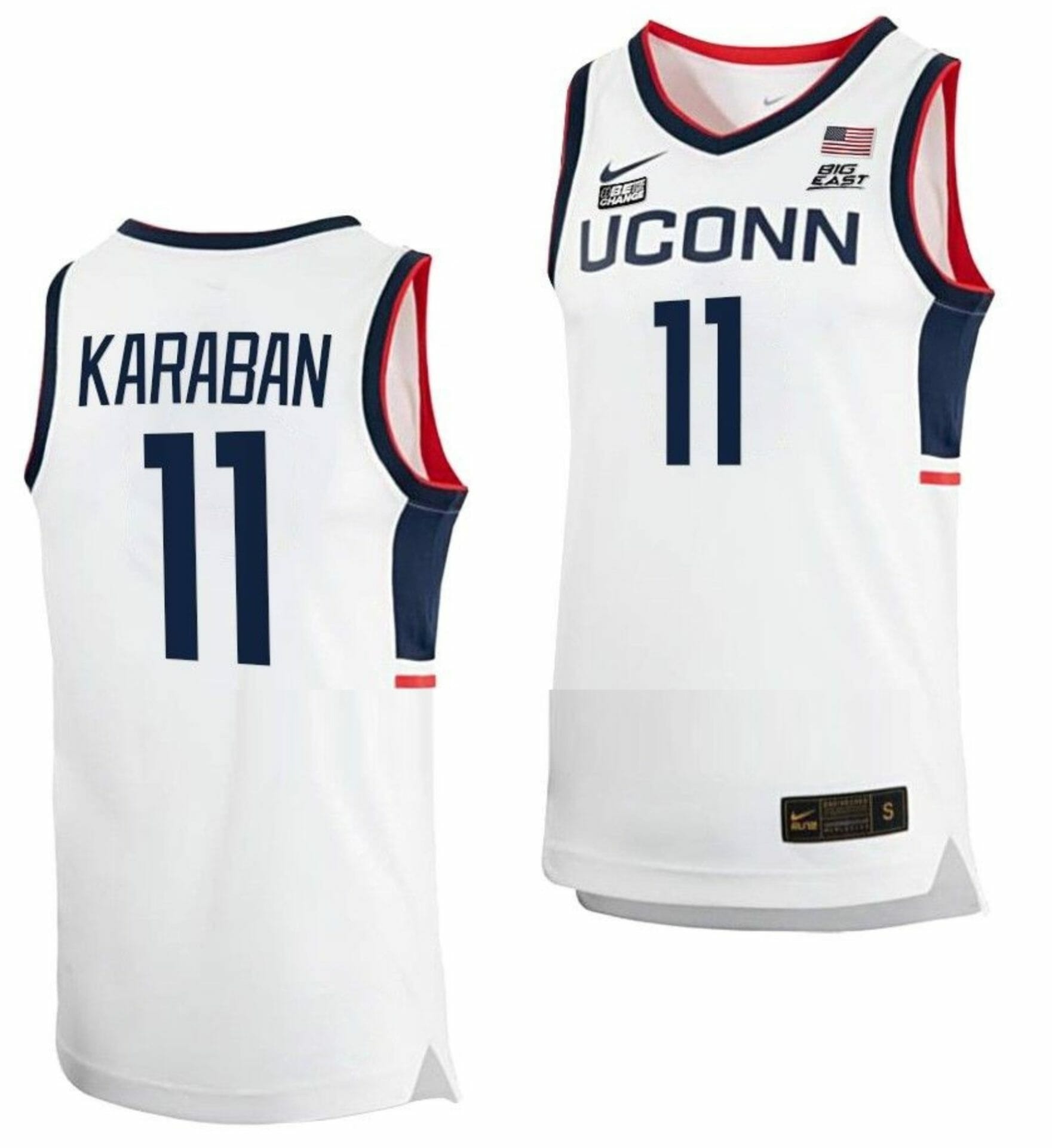 Alex Karaban Jersey UConn Huskies College Basketball White Replica #11 1 Alex Karaban Jersey UConn Huskies College Basketball White Replica #11