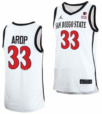 Aguek Arop Jersey San Diego State Aztecs College Basketball Home White #33