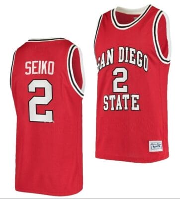 Adam Seiko Jersey San Diego State Aztecs College Basketball Red Retro #2