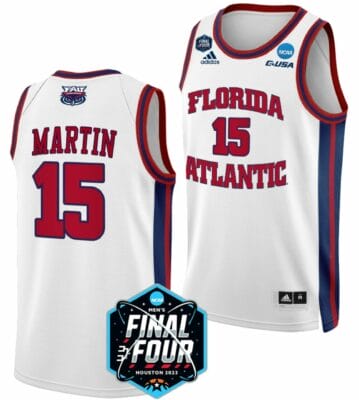 Alijah Martin Jersey FAU Owls College Basketball 2023 NCAA Final Four White #15