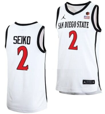 Adam Seiko Jersey San Diego State Aztecs College Basketball Home White #2