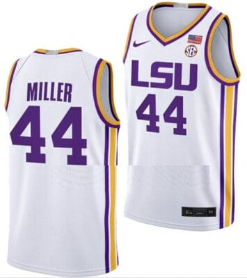 Adam Miller Jersey LSU Tigers College Basketball Limited White #44