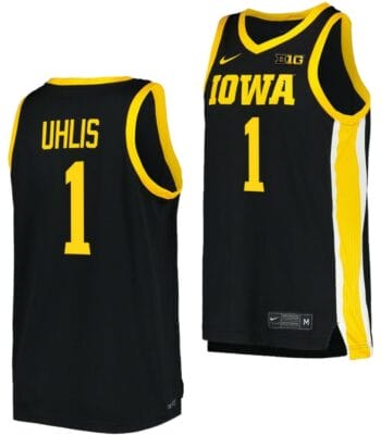 Ahron Uhlis Jersey Iowa Hawkeyes College Basketball Black #1 8 Ahron Uhlis Jersey Iowa Hawkeyes College Basketball Black #1