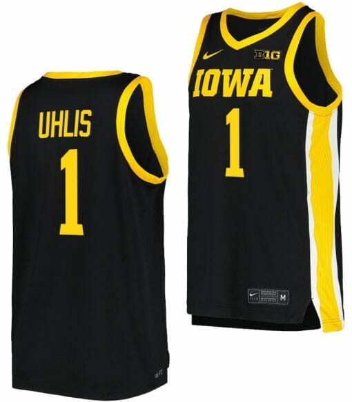 Ahron Uhlis Jersey Iowa Hawkeyes College Basketball Black #1
