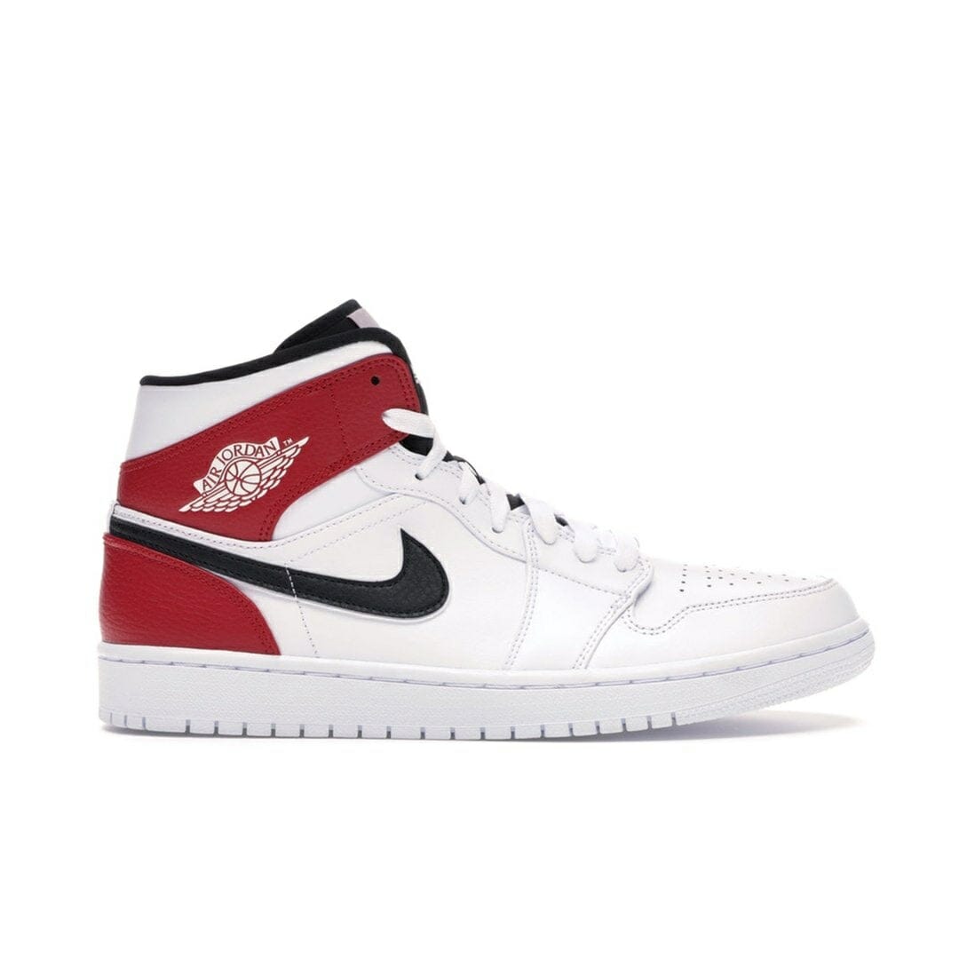 Air Jordan 1 Mid White Black Red [Available] Get New Air Jordan 1 Mid White Black Gym Red