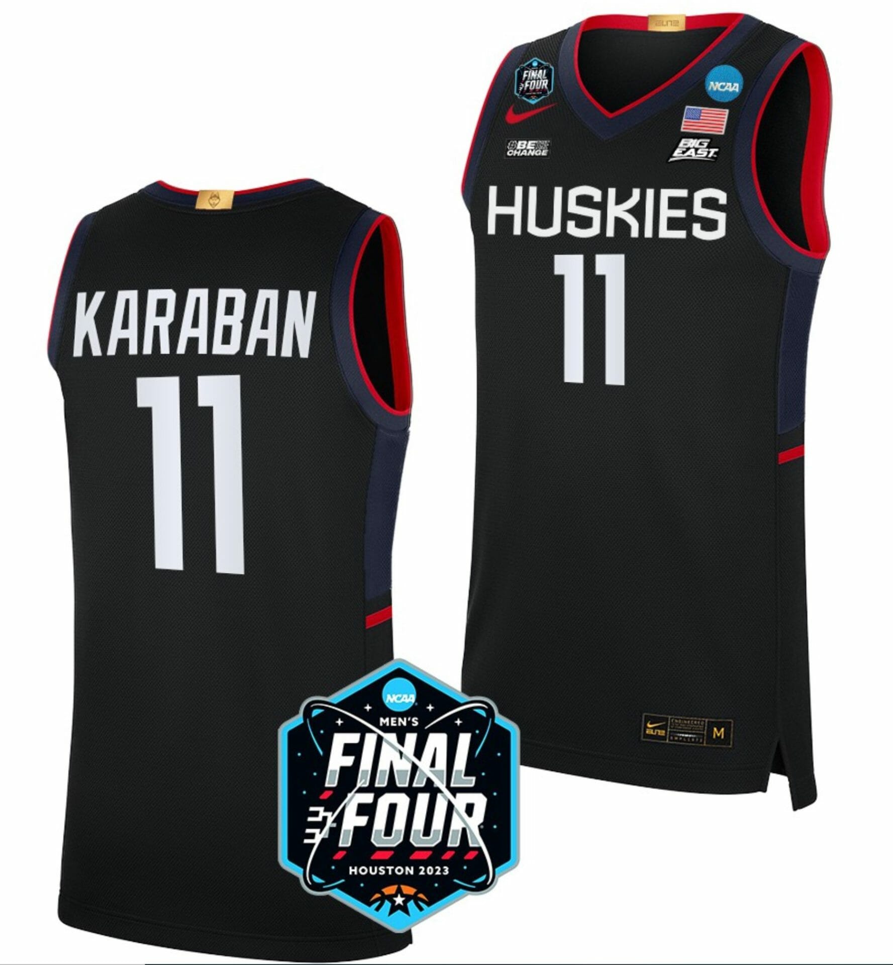 Alex Karaban Jersey UConn Huskies College Basketball 2023 NCAA Final Four Black #11 1 Alex Karaban Jersey UConn Huskies College Basketball 2023 NCAA Final Four Black #11