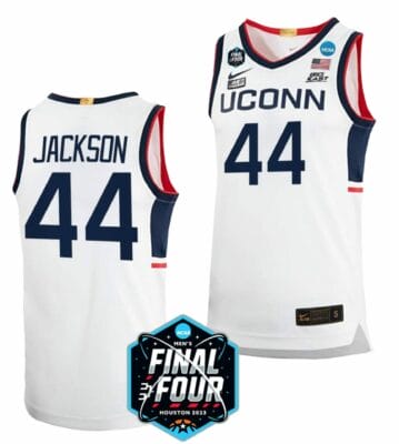 Andre Jackson Jersey UConn Huskies College Basketball 2023 NCAA Final Four White #44 6 Andre Jackson Jersey UConn Huskies College Basketball 2023 NCAA Final Four White #44