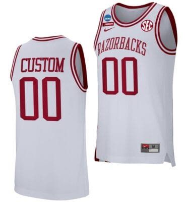 Custom Arkansas Razorbacks Jersey Name And Number 2023 NCAA March Madness College Basketball White