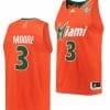 Charlie Moore Jersey Miami Hurricanes College Basketball Reverse Retro Orange #3