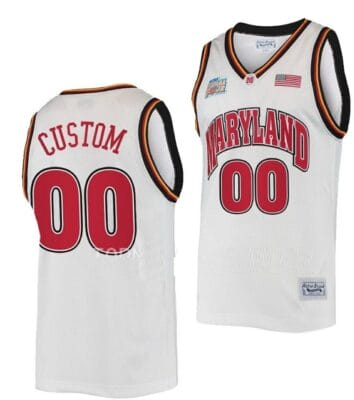 Custom Maryland Terrapins Jersey Name and Number NCAA College Basketball White Classic Commemorative