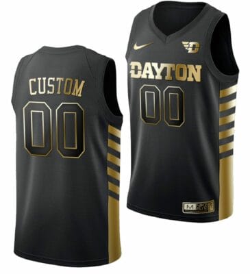 Custom Dayton Flyers Jersey Name and Number College Basketball Black Golden 6 Custom Dayton Flyers Jersey Name and Number College Basketball Black Golden