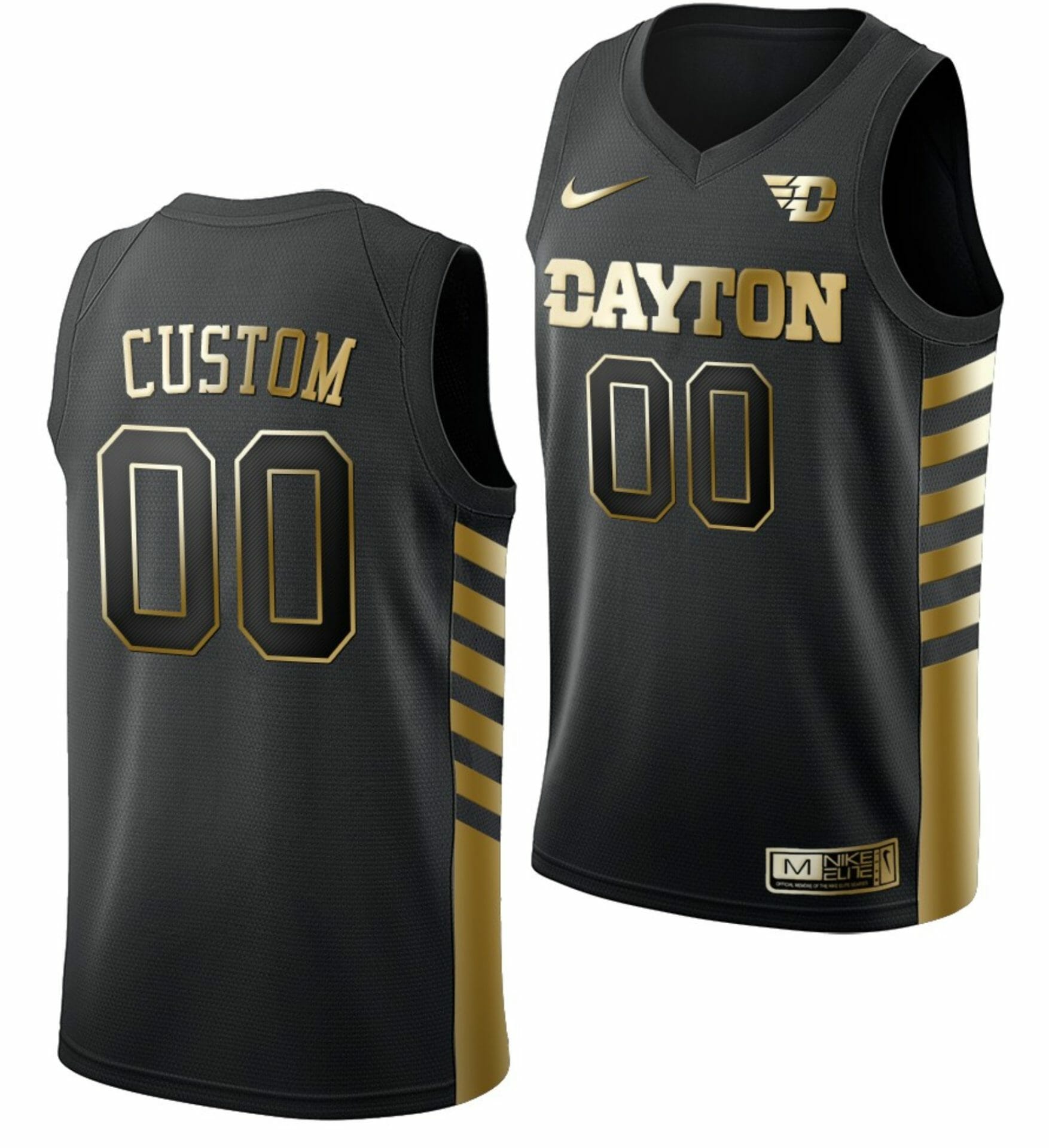 Custom Dayton Flyers Jersey Name and Number College Basketball Black Golden 1 Custom Dayton Flyers Jersey Name and Number College Basketball Black Golden